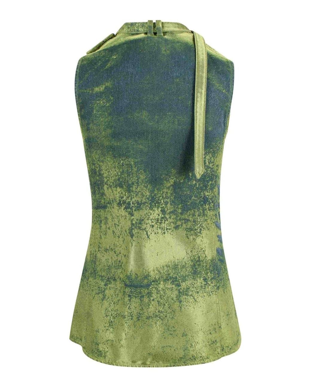 DIESEL Green Colored Satin Denim Belted Vest