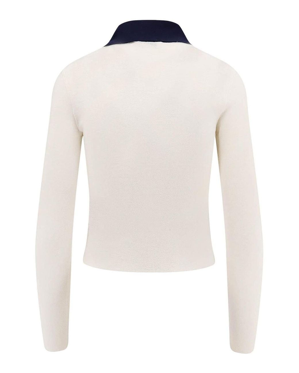 Self-Portrait White Wool Cardigan With Contrasting Collar