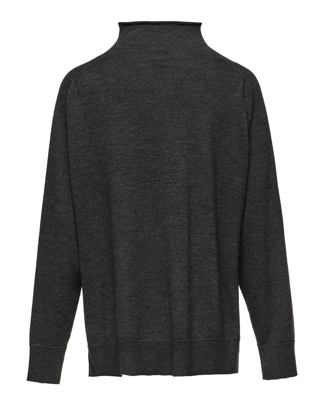 Magda Butrym Gray Knotted Wool Turtleneck Sweater