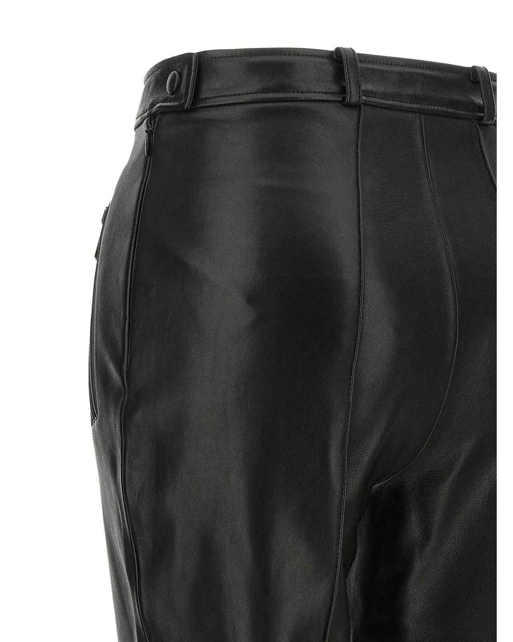 Balmain Black Leather Fuseau