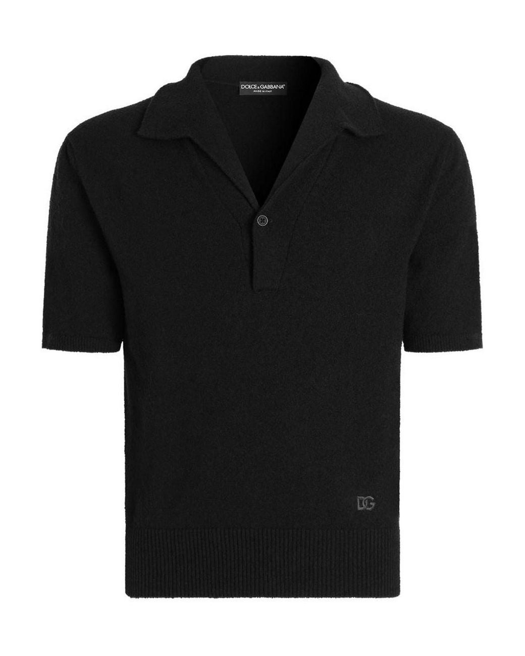 Dolce & Gabbana Black Cotton Blend Polo Shirt for men