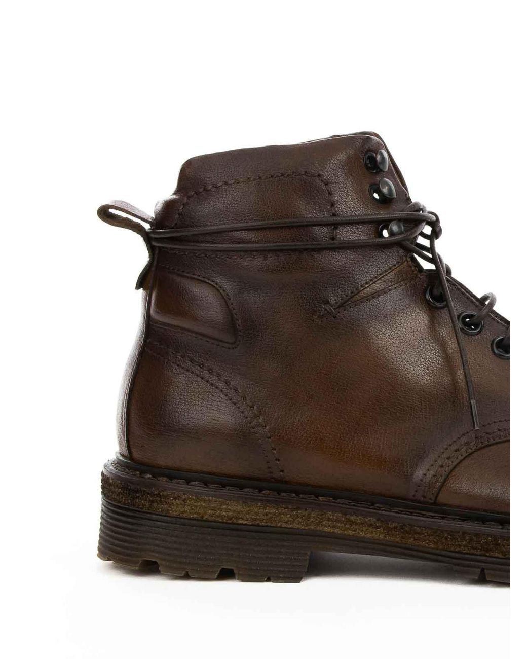 Corvari Brown Leather Mahogany Boot With Laces for men