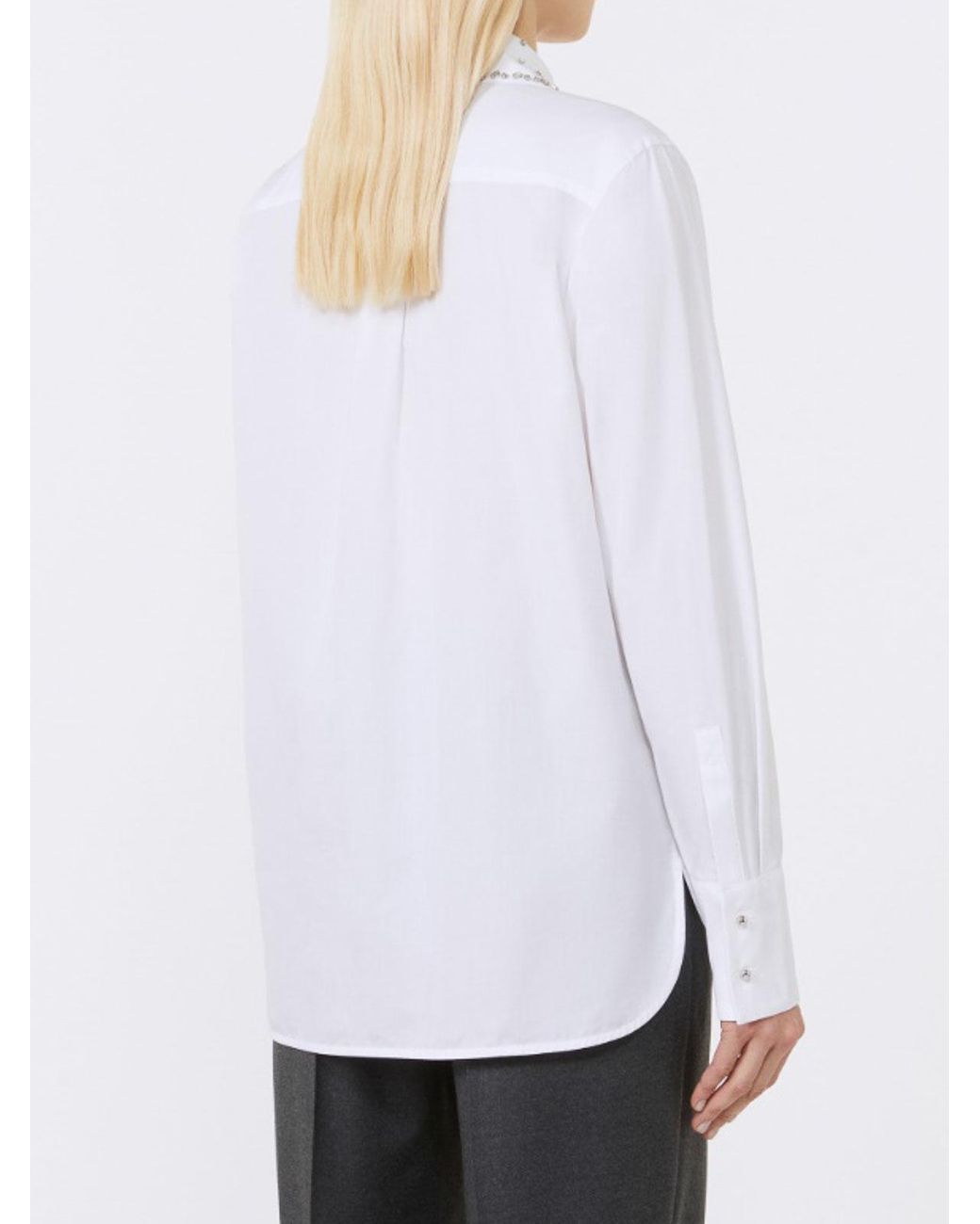 Max Mara White Staffa Poplin Shirt With Crystals By