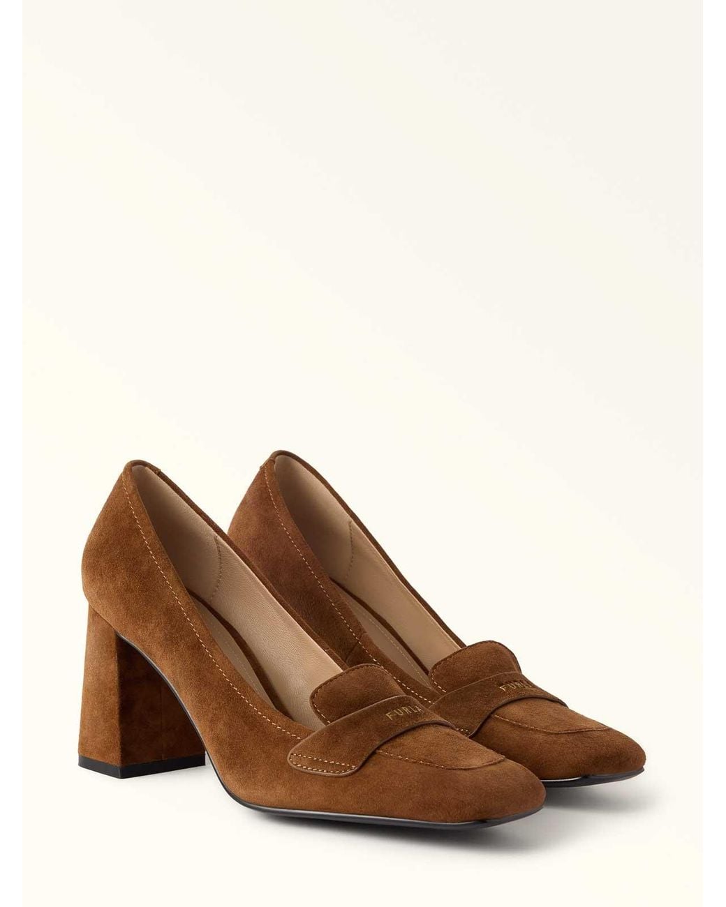 Furla Brown Solid Moca-Pump