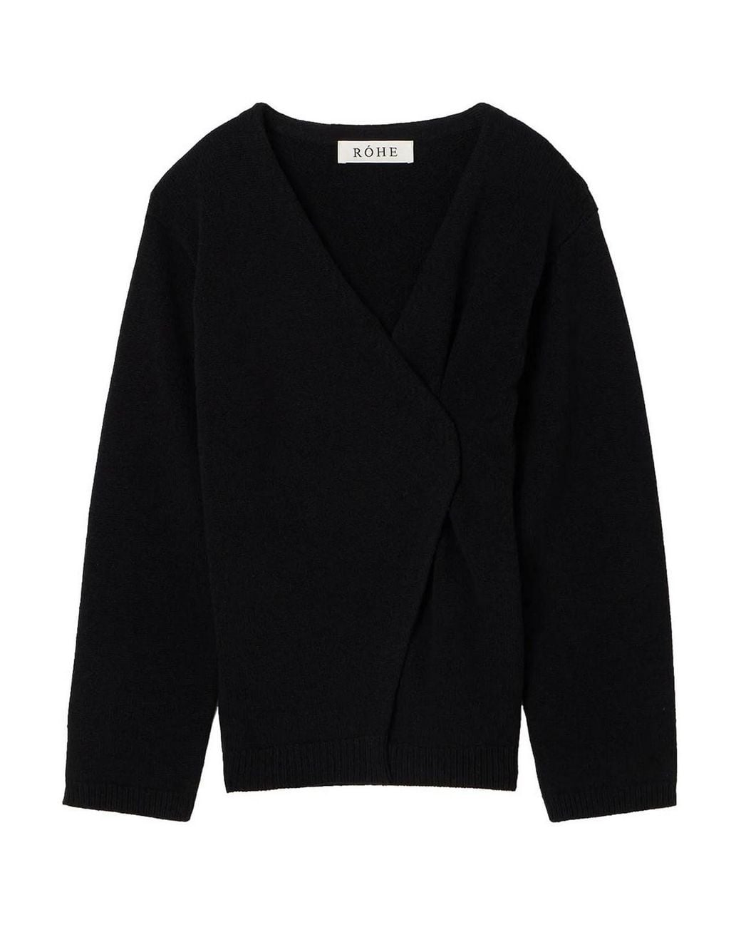 Rohe Black Off-Shoulder Wrap Cardigan
