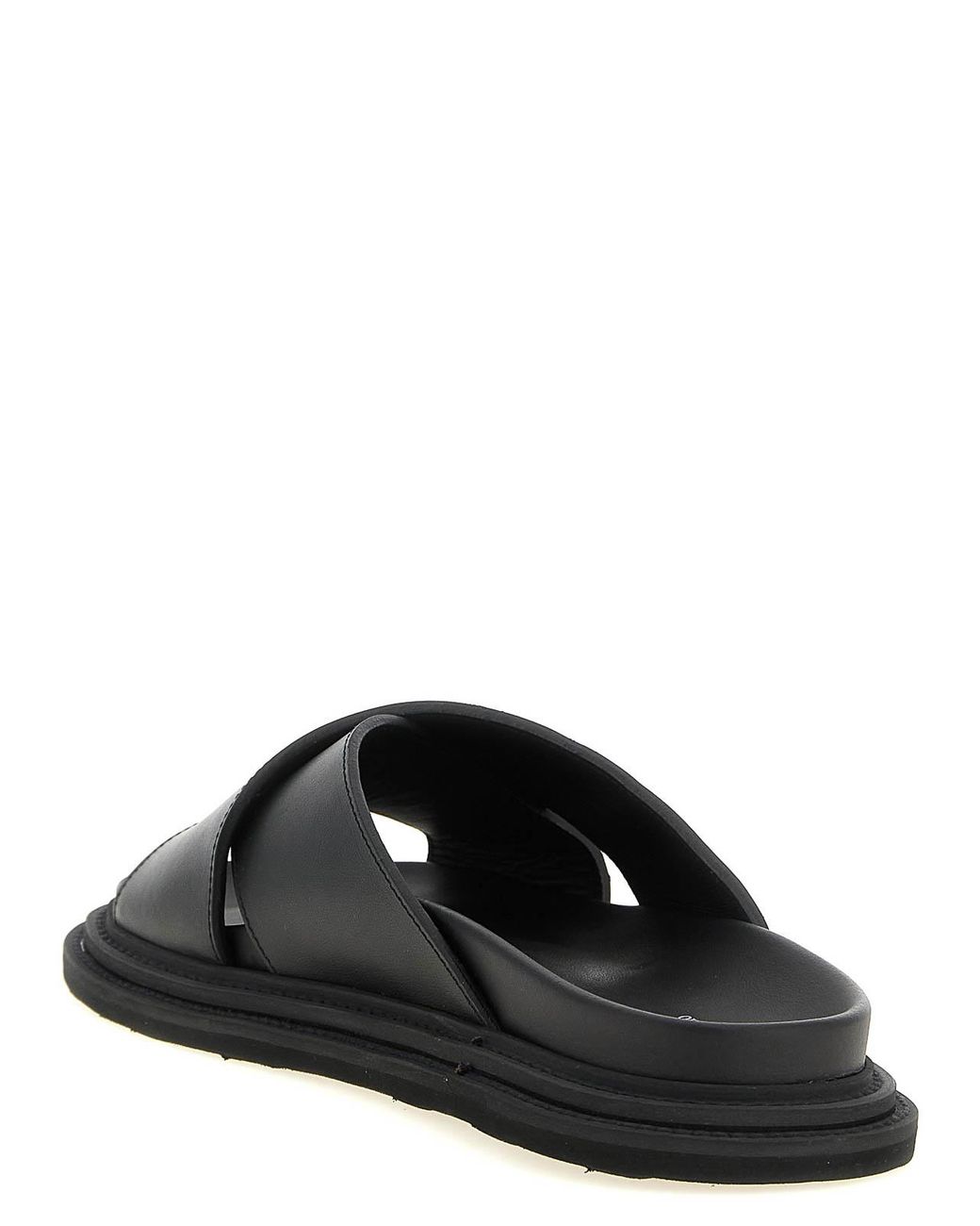Moschino Black Leather Sabots With Logo