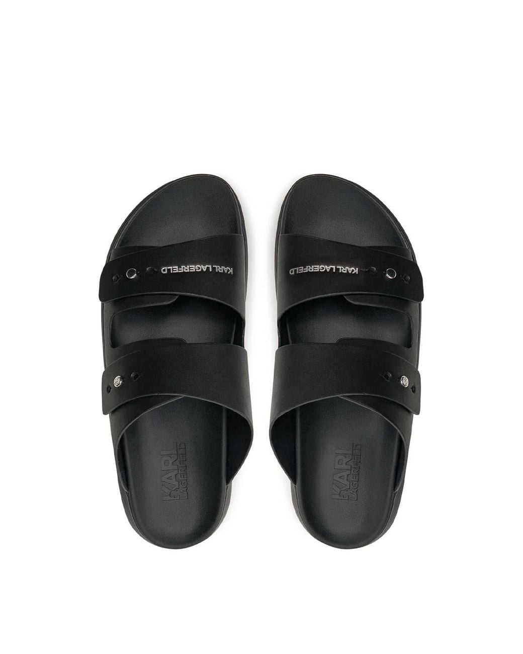 Karl Lagerfeld Black Dual Strap Leather Sandal for men