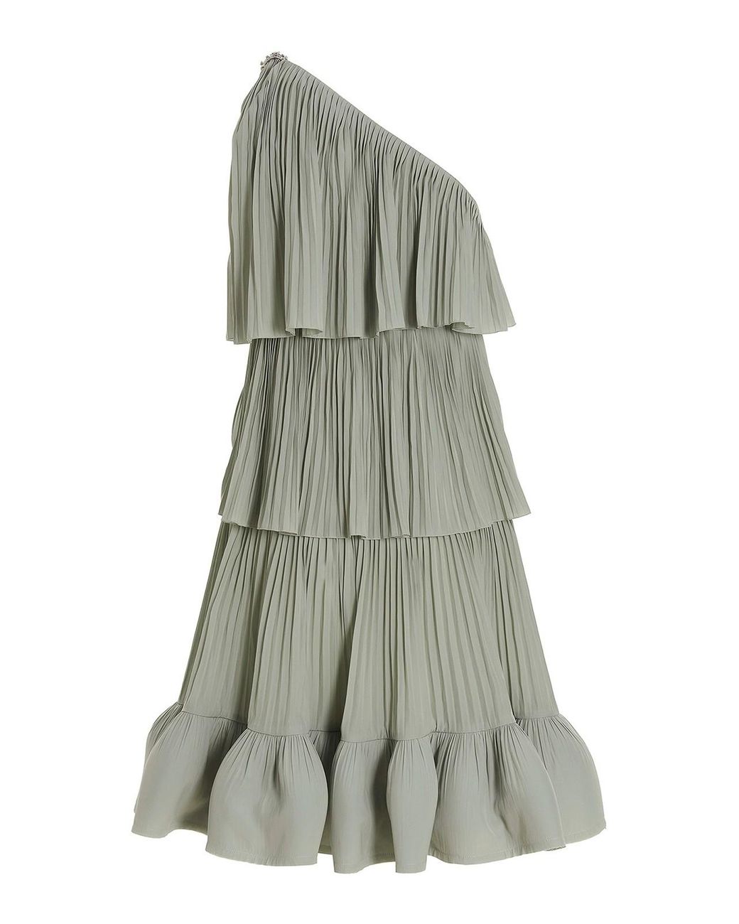 Lanvin Gray Pleated Flounced Dress
