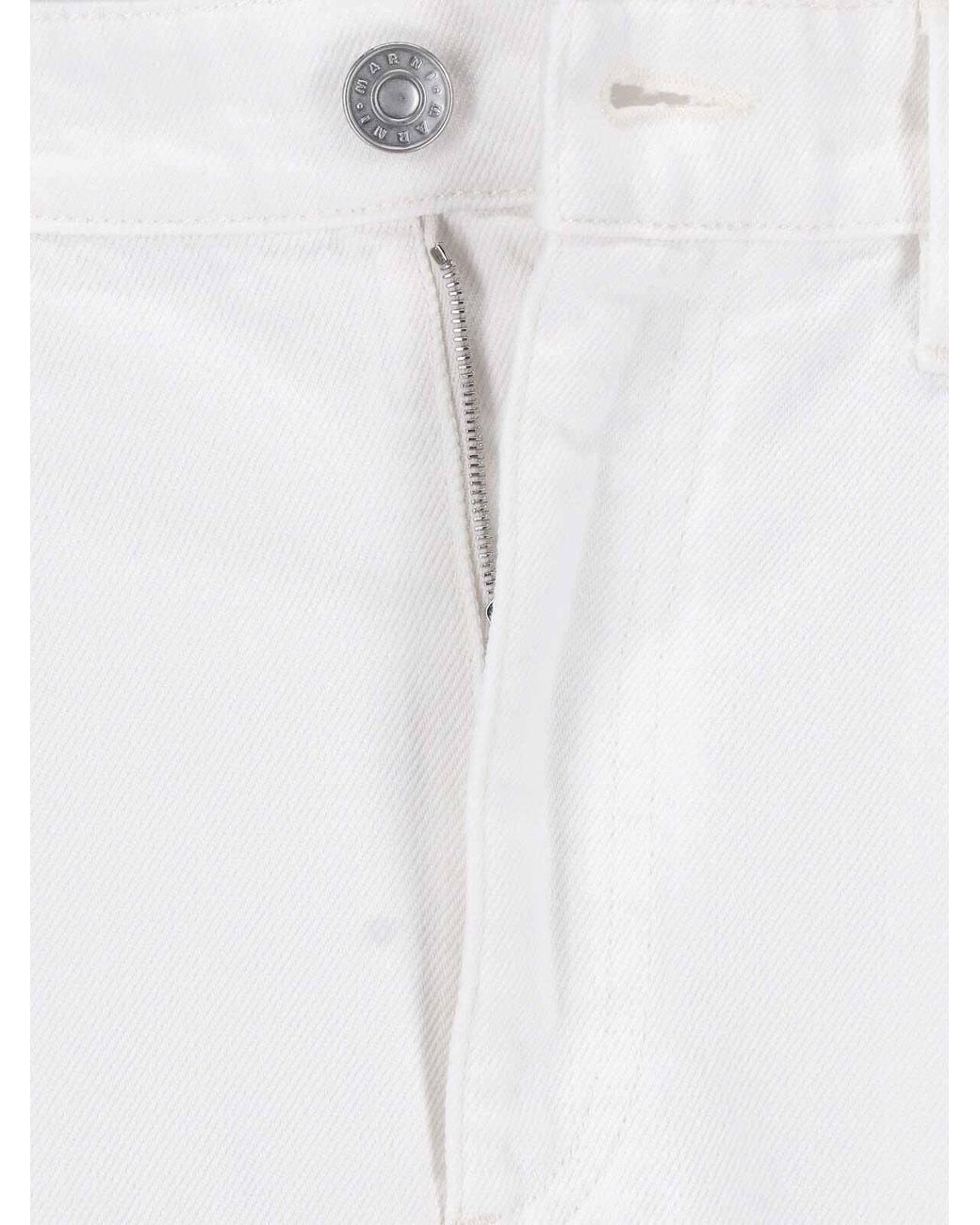 Marni White Cotton Midi Skirt