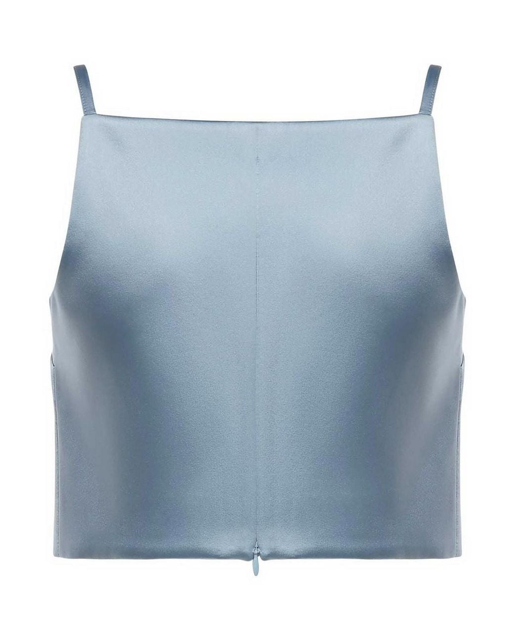 Self-Portrait Blue Satin Top With Floral Appliques