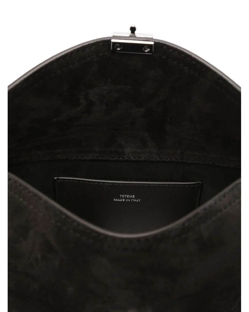 Totême Black T-Lock Suede Clutch