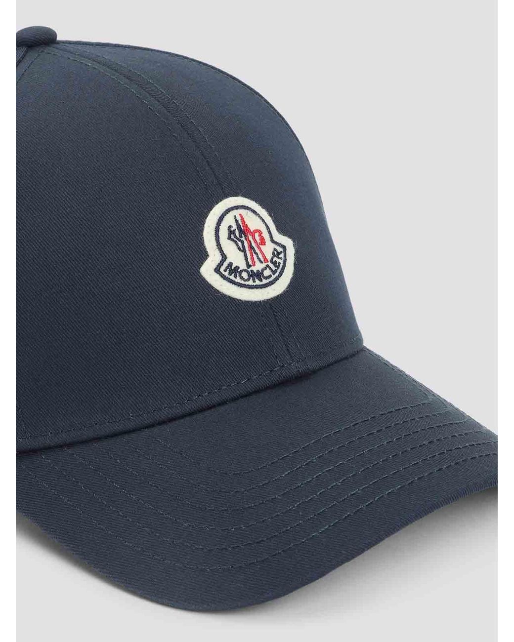 Cotton Baseball Cap-Uomo di Moncler in Blue da Uomo