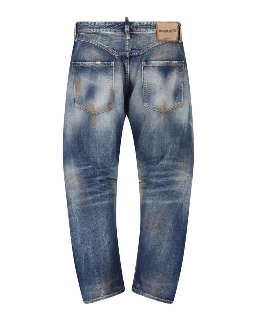 DSquared² Blue Distressed Straight-Leg Jeans for men