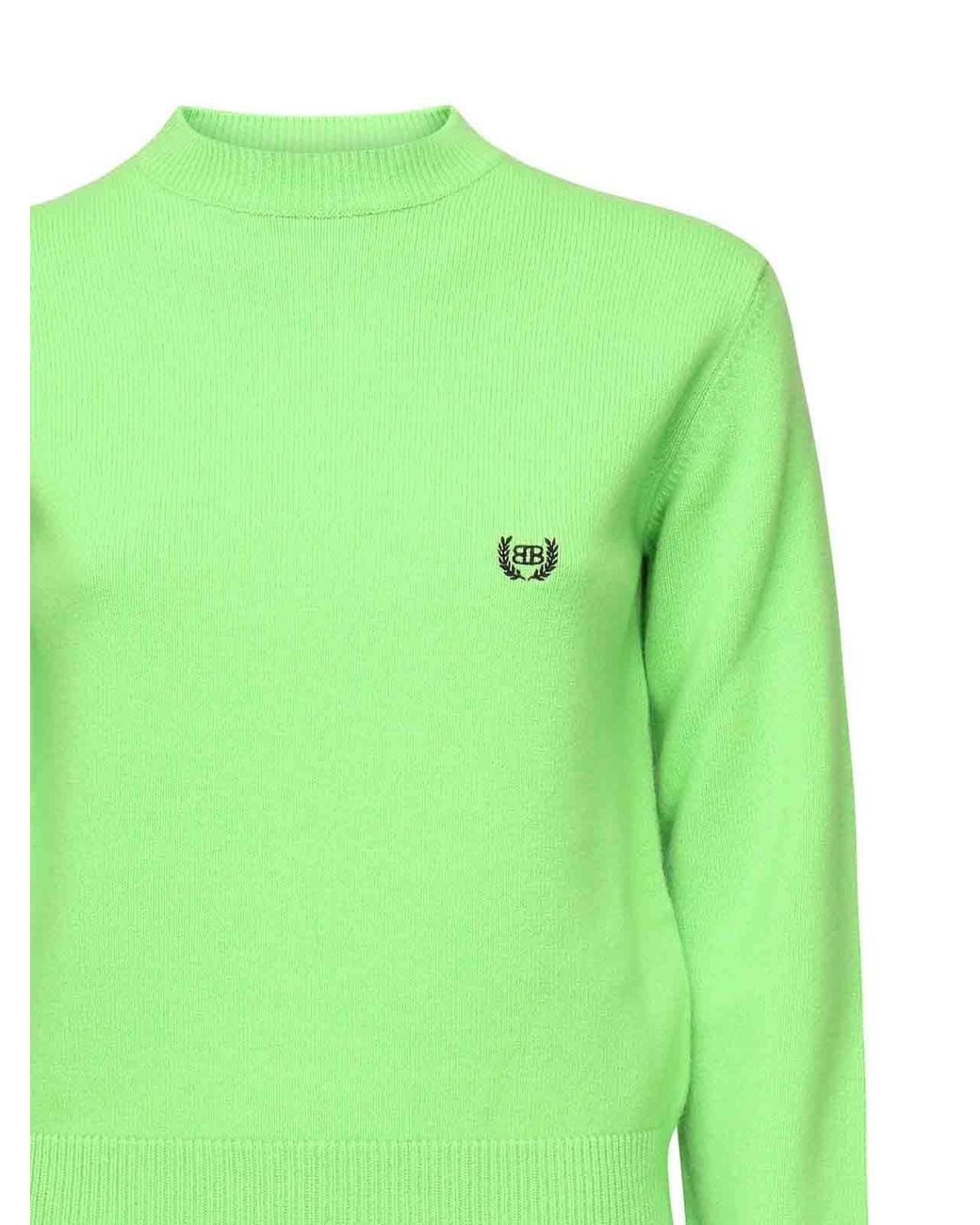 Balenciaga Green Crewneck Sweater With Logo