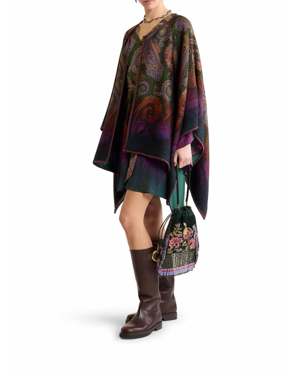 Etro Black Reversible Wool Cape