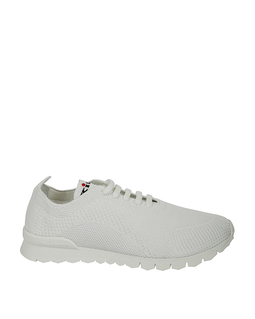 Kiton White Knitted Stretch Sneakers for men