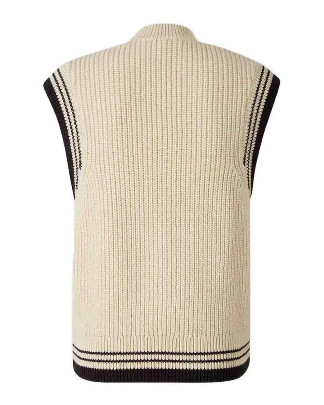 AMI Natural Ribbed V-Neck Knit Vest for men