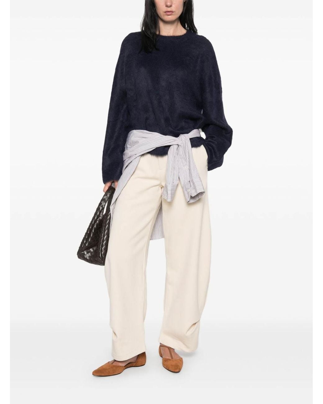 Soft Goat Blue Wool Crewneck Jumper