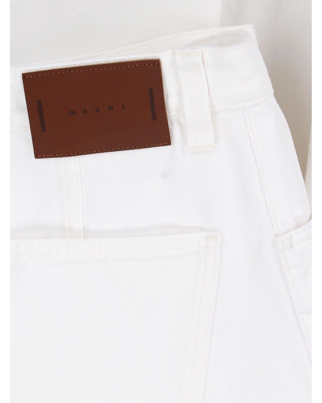 Marni White Cotton Midi Skirt