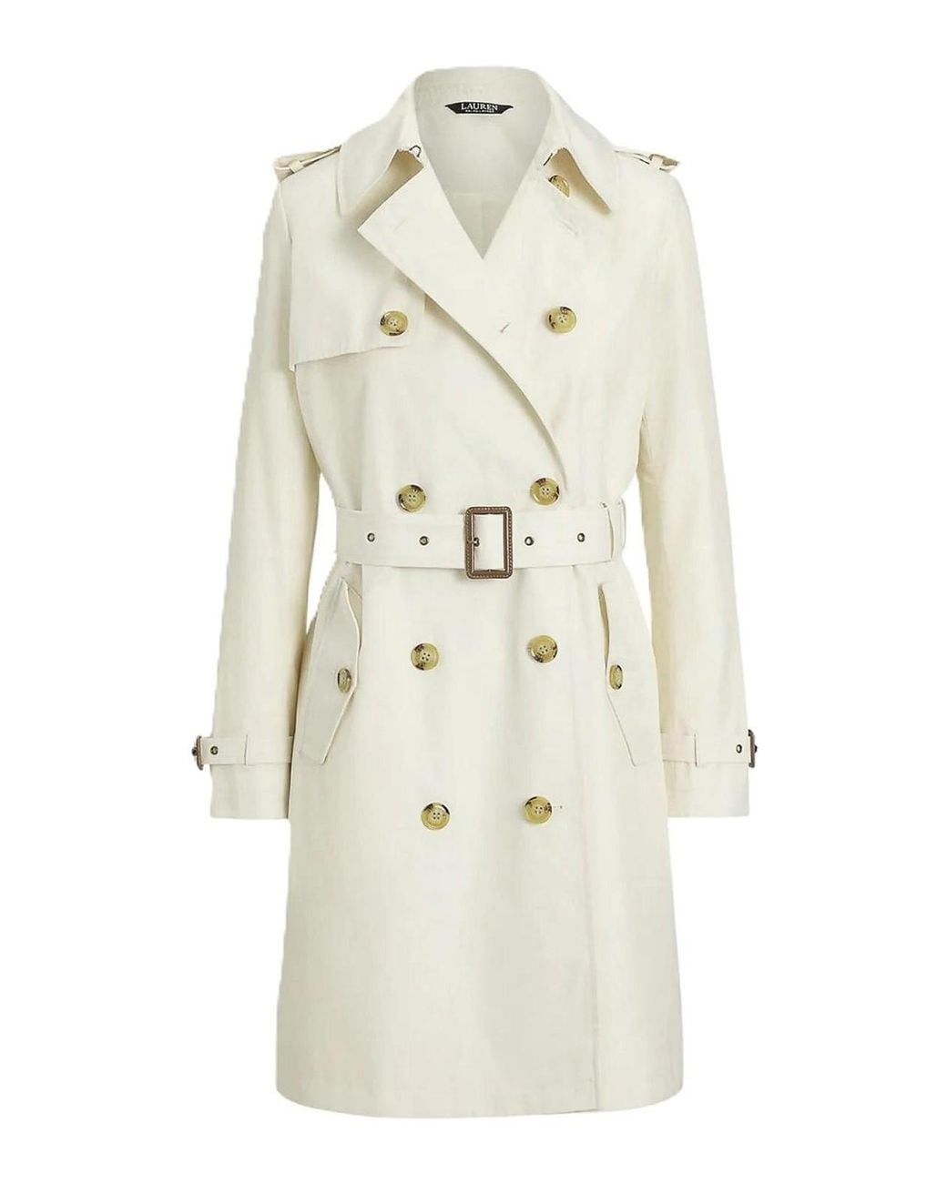 Ralph Lauren White Db Blt Rn38-Lined-Coat-Cotton Blend