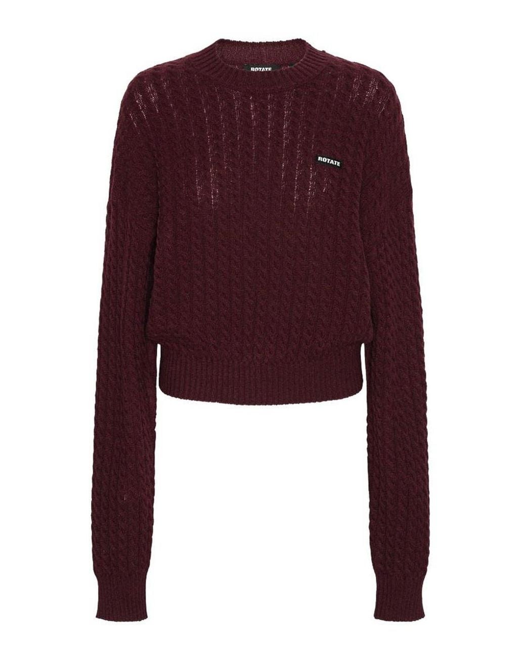 ROTATE BIRGER CHRISTENSEN Purple Burgundy Twisted-Knit Wool