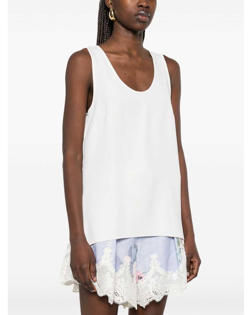 P.A.R.O.S.H. White Sleeveless Blouse