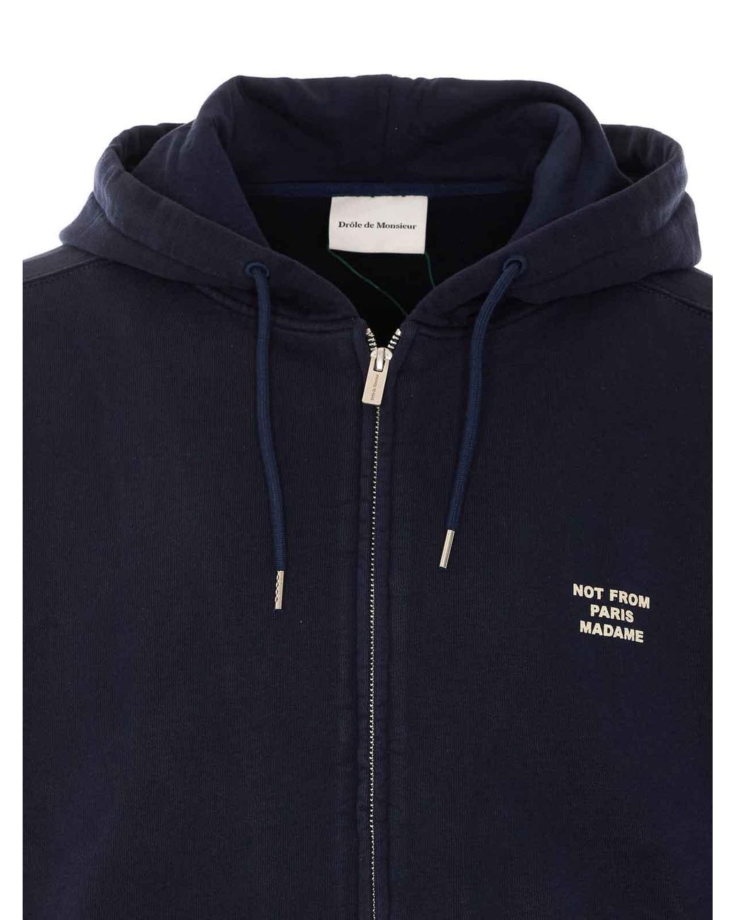 Drole de Monsieur Blue Slogan Zip Up Sweatshirt for men
