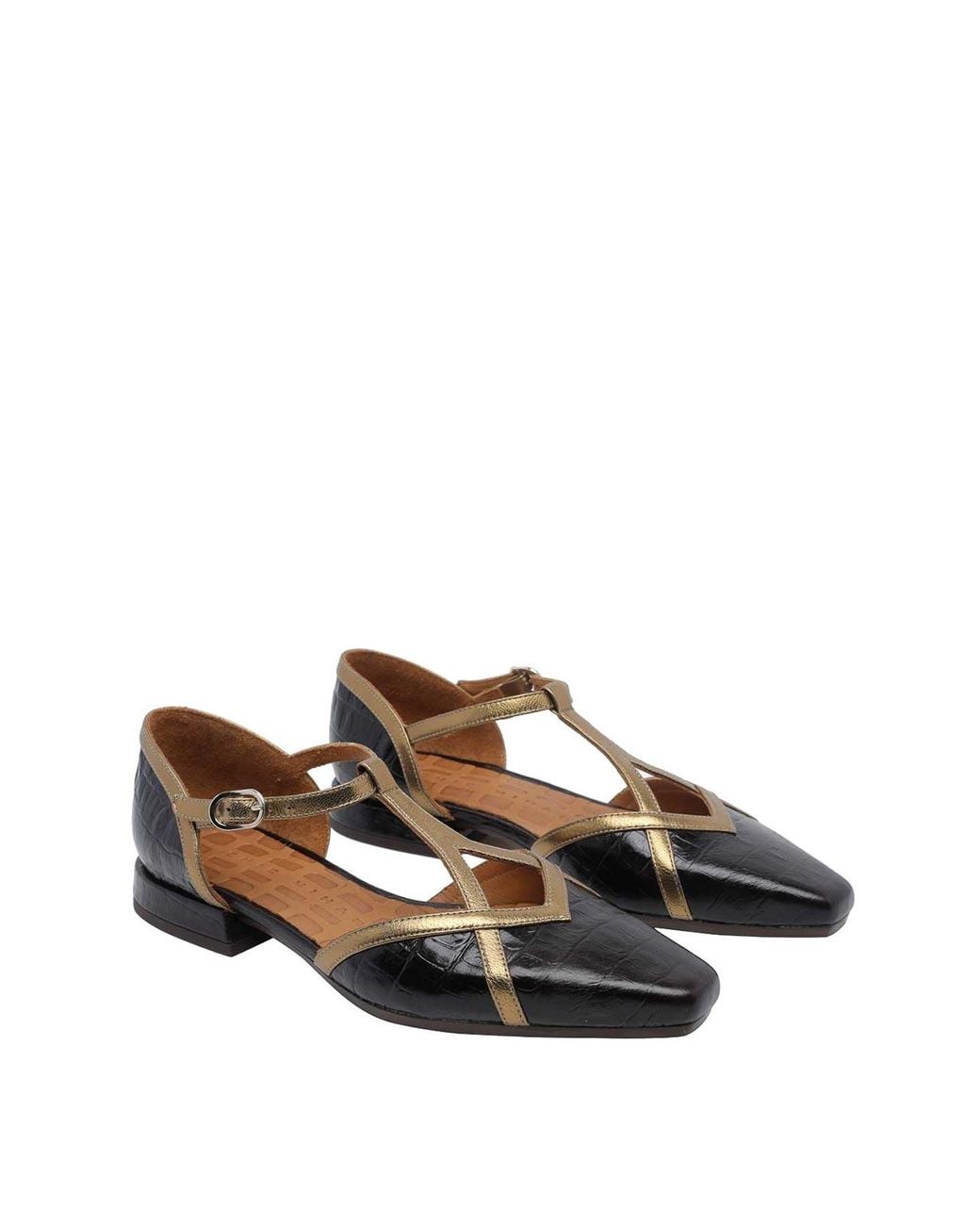 Chie Mihara Brown And Giden Flat