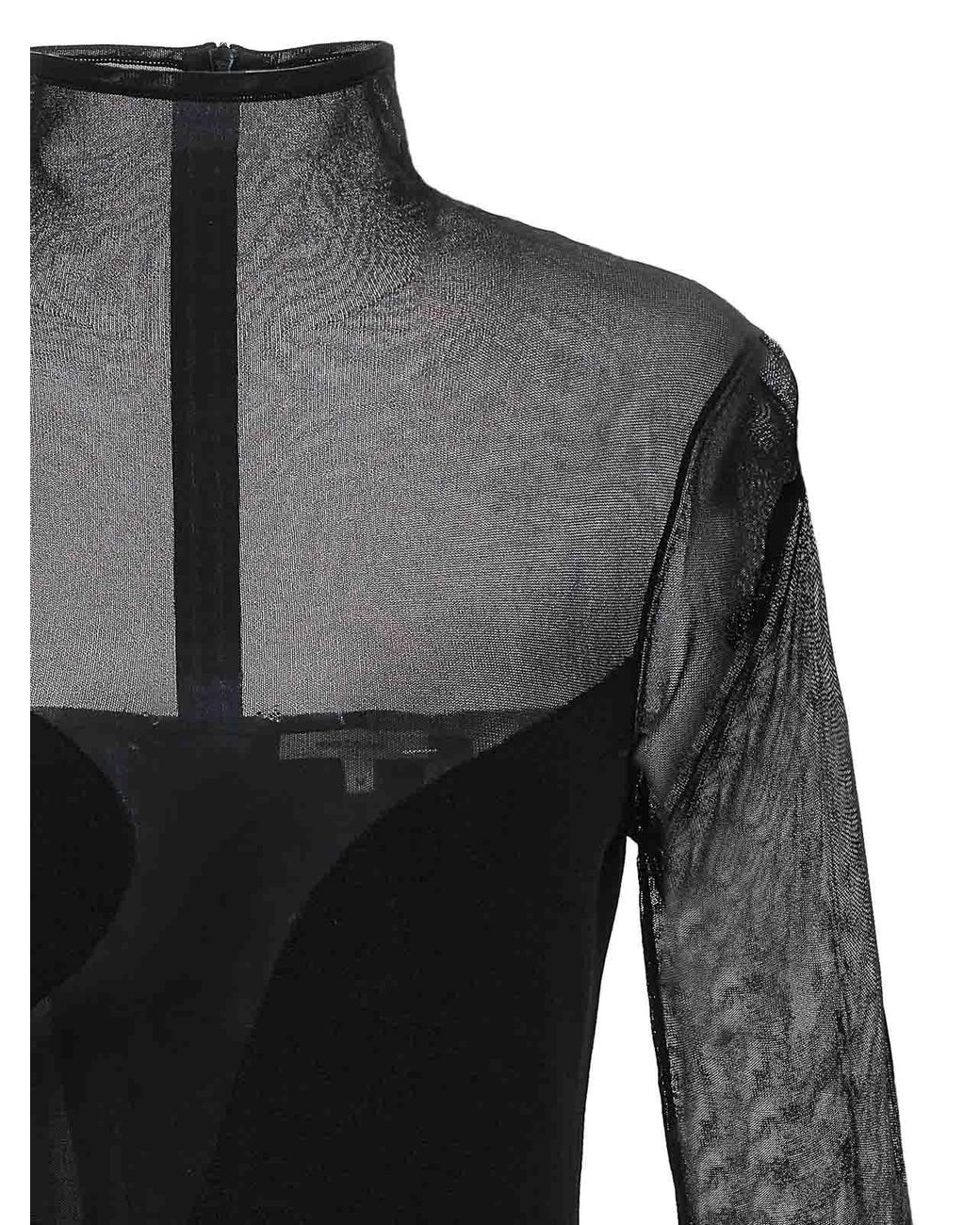 Nensi Dojaka Black Fitted Semisheer Dress