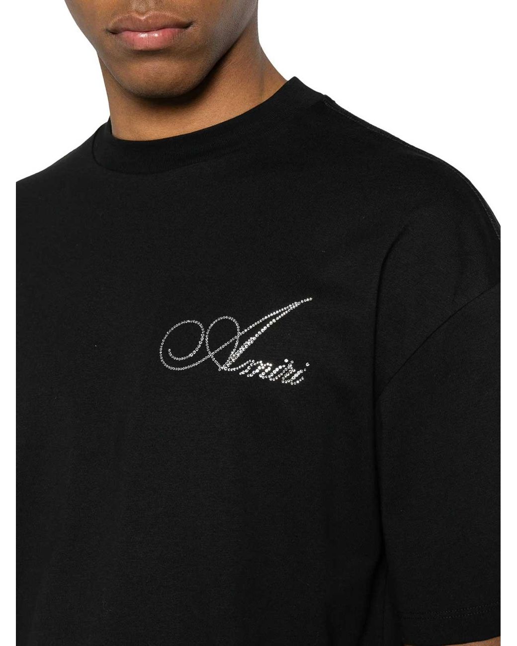 Amiri Black Crystal Logo Cotton T-Shirt for men