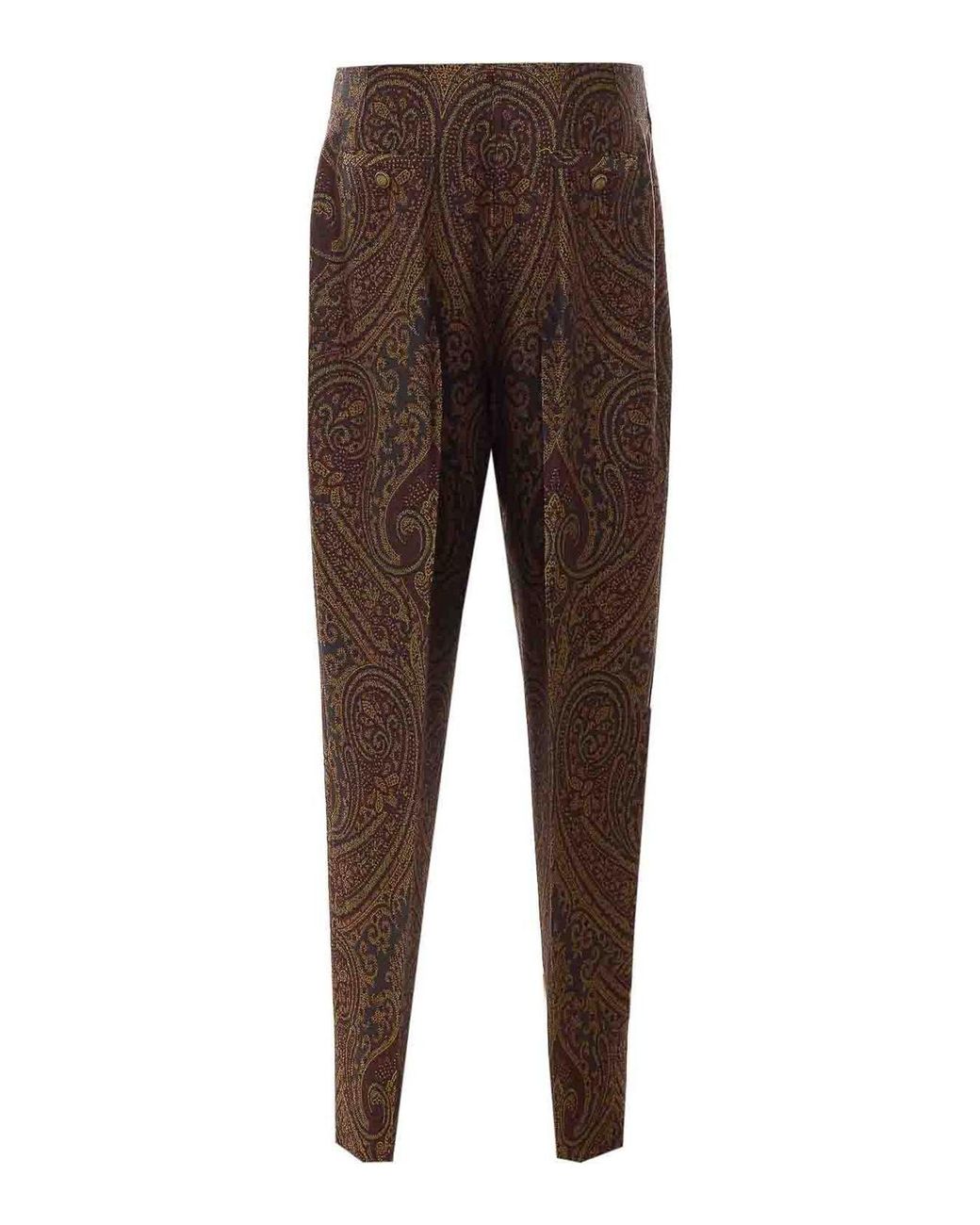 Etro Brown Paisley Print Pants