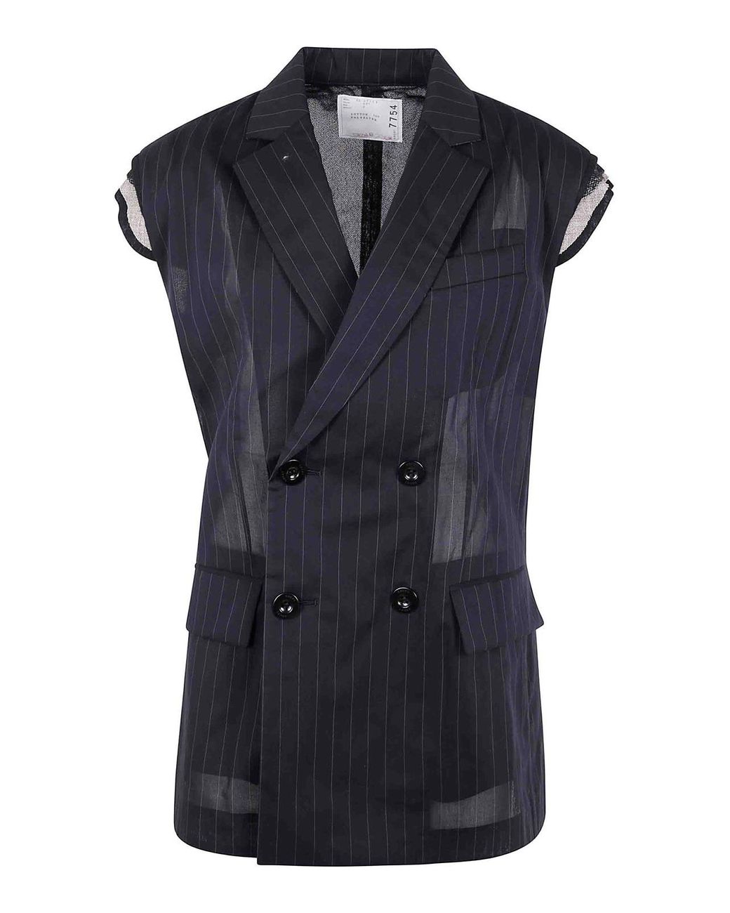 Sacai High Twist Voile Vest in Black | Lyst
