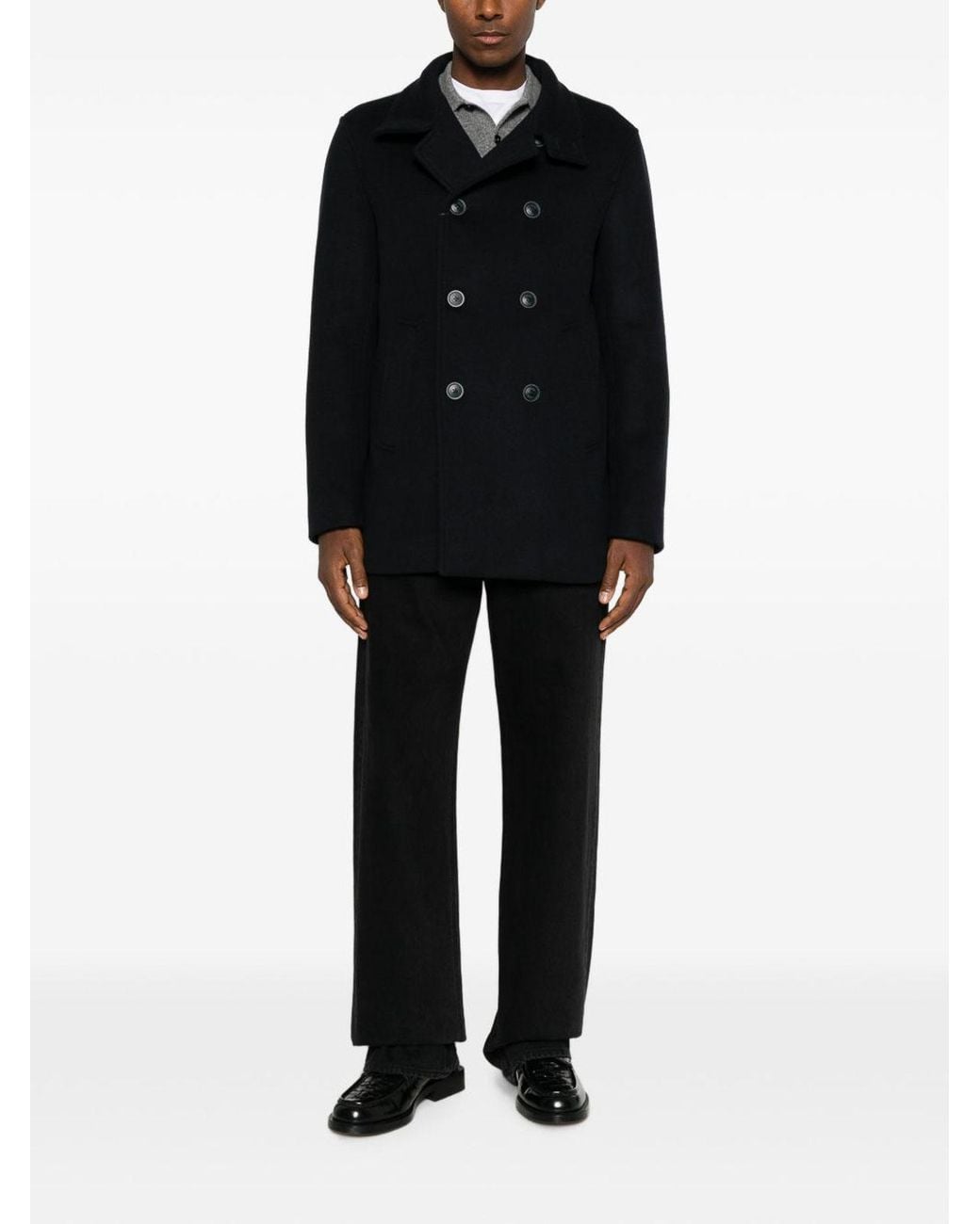 Herno Black Double-Breasted Short Coat for men
