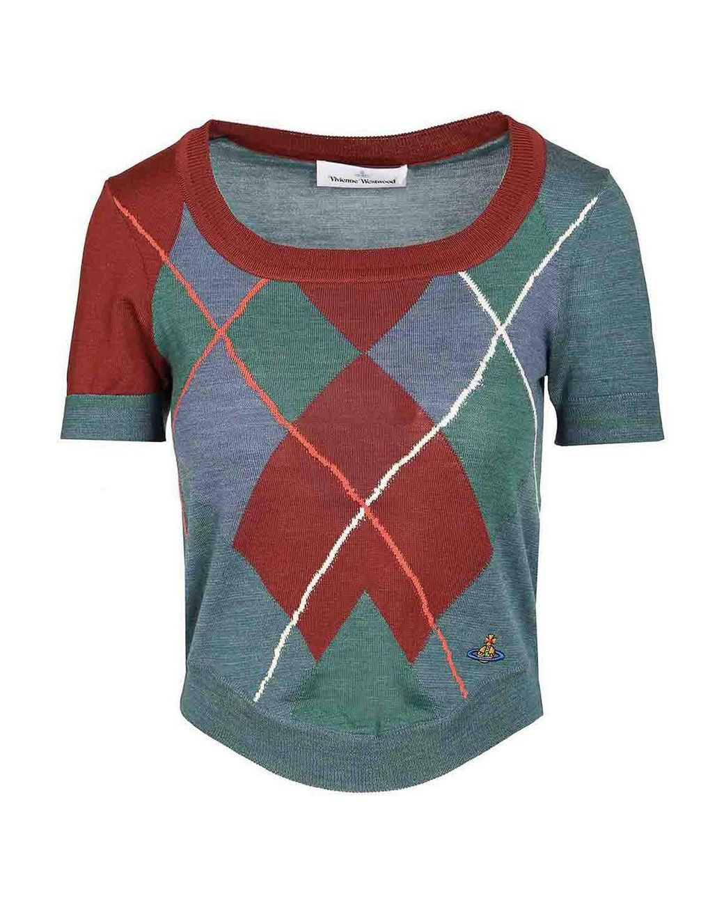 Vivienne Westwood Blue Argyle Wool And Cotton Sweater