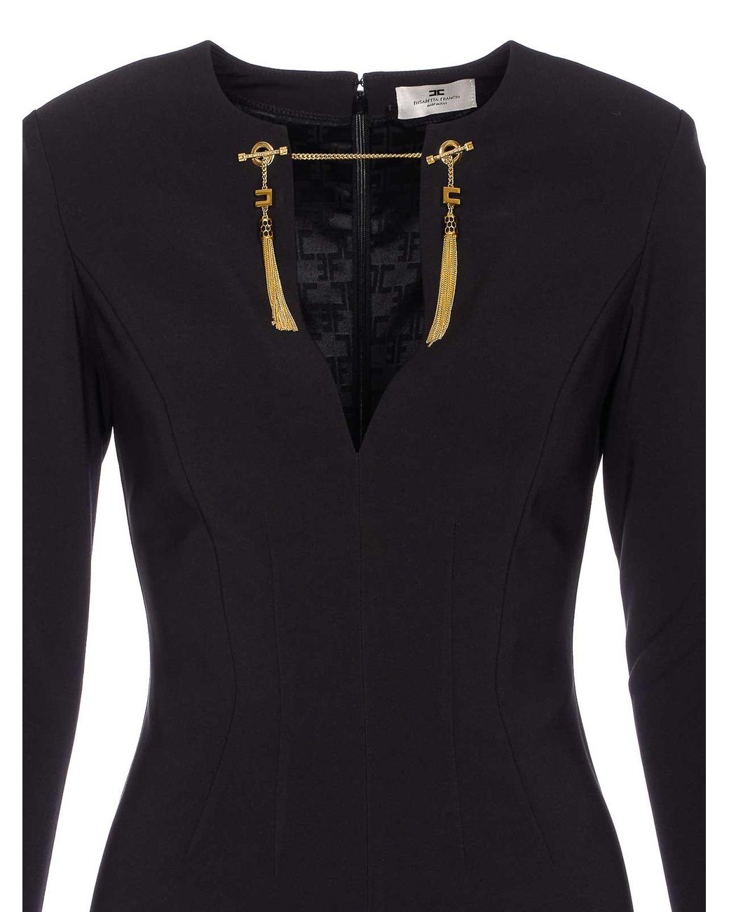 Elisabetta Franchi Black Logo Dress