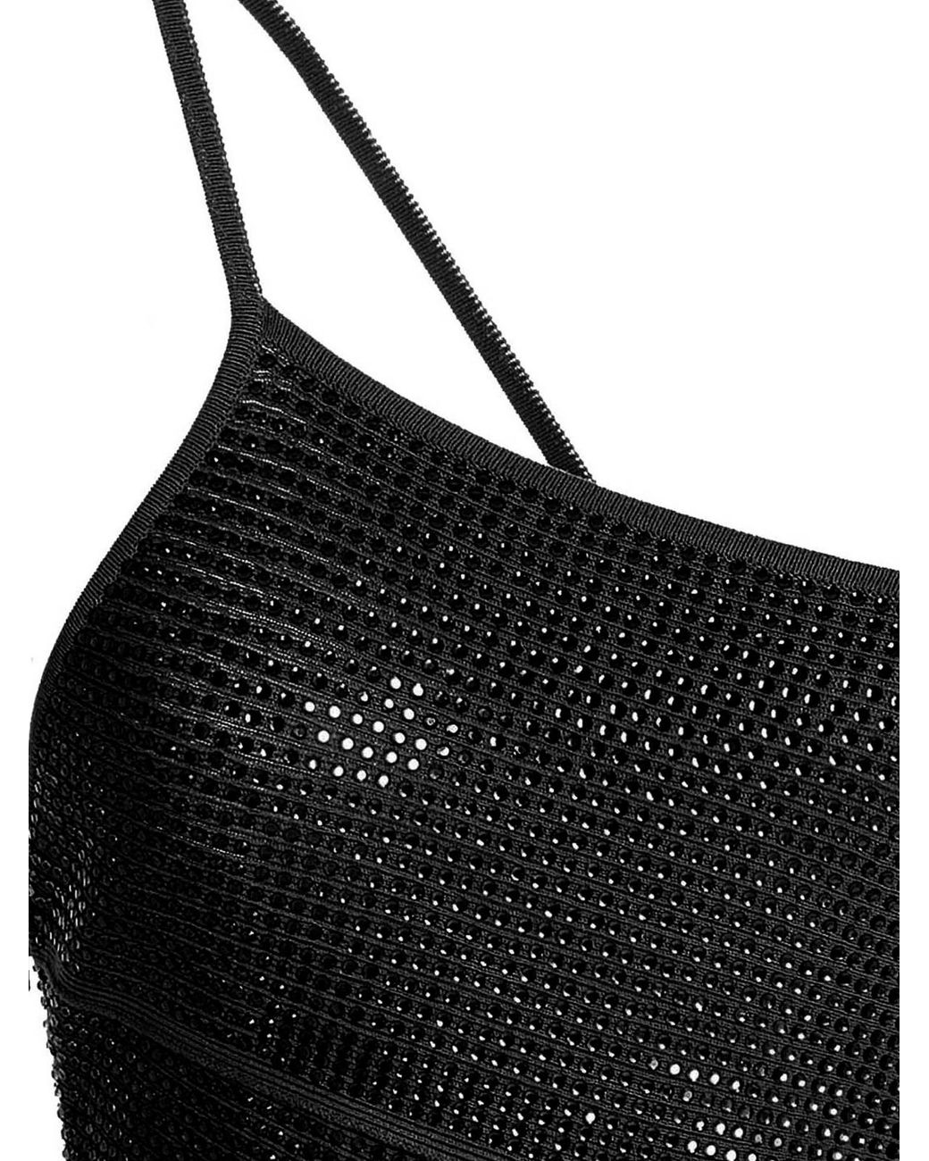 ANDREADAMO Black Sequin One Shoulder Dress