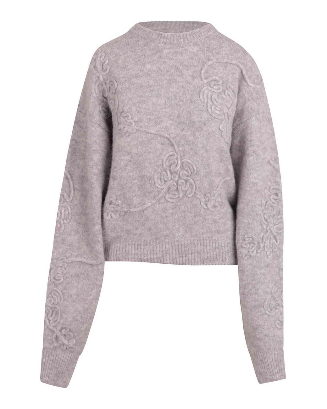 ROTATE BIRGER CHRISTENSEN Gray Sweater With Floral Workmanship