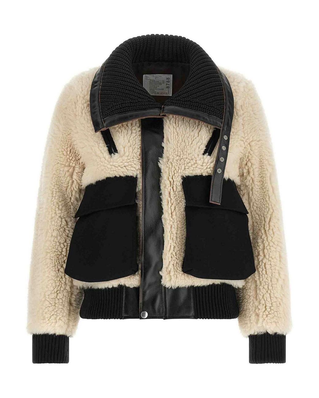 Sacai Black Shearling Effect Wool Jacket