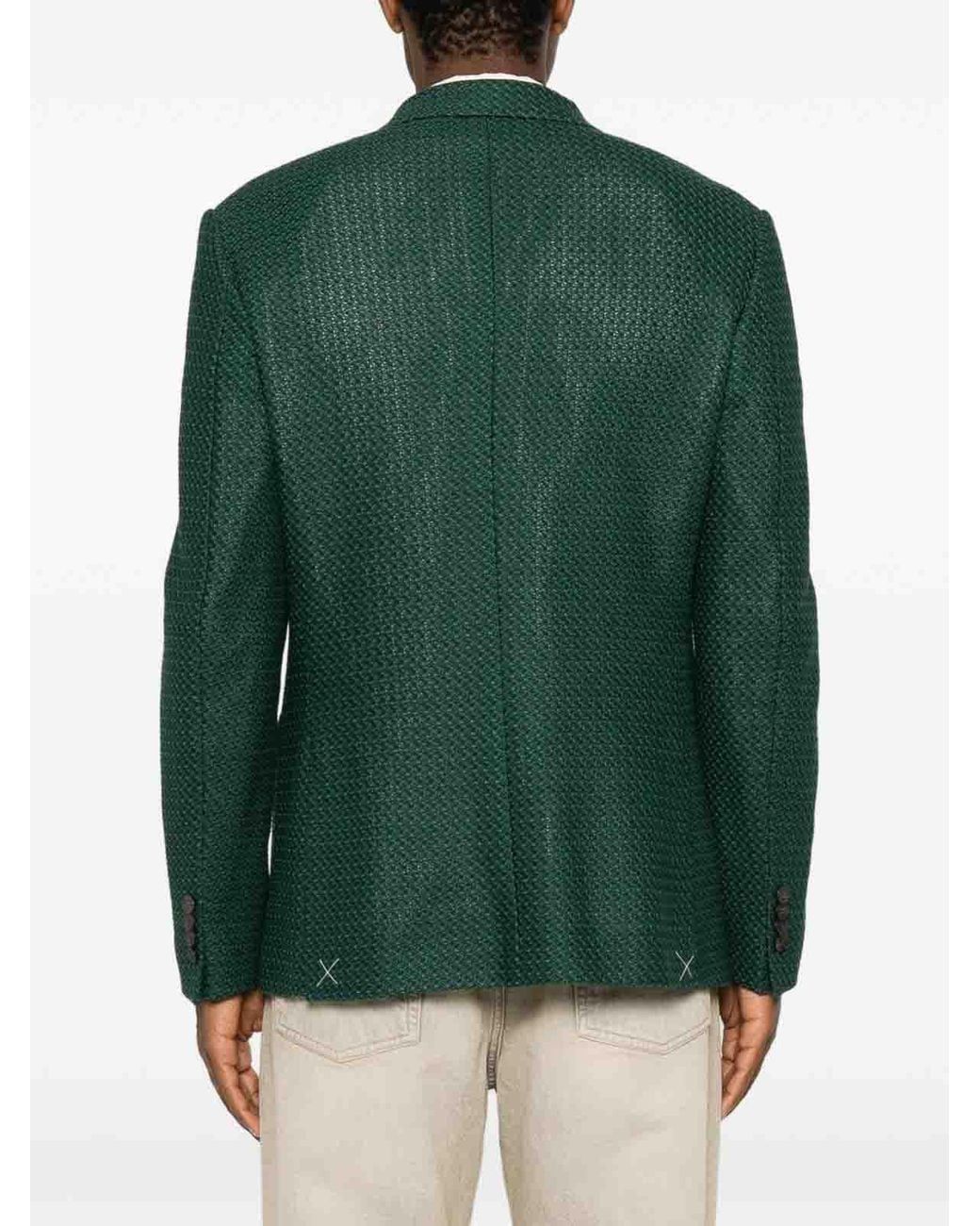 Etro Green Single-Breasted Blazer for men