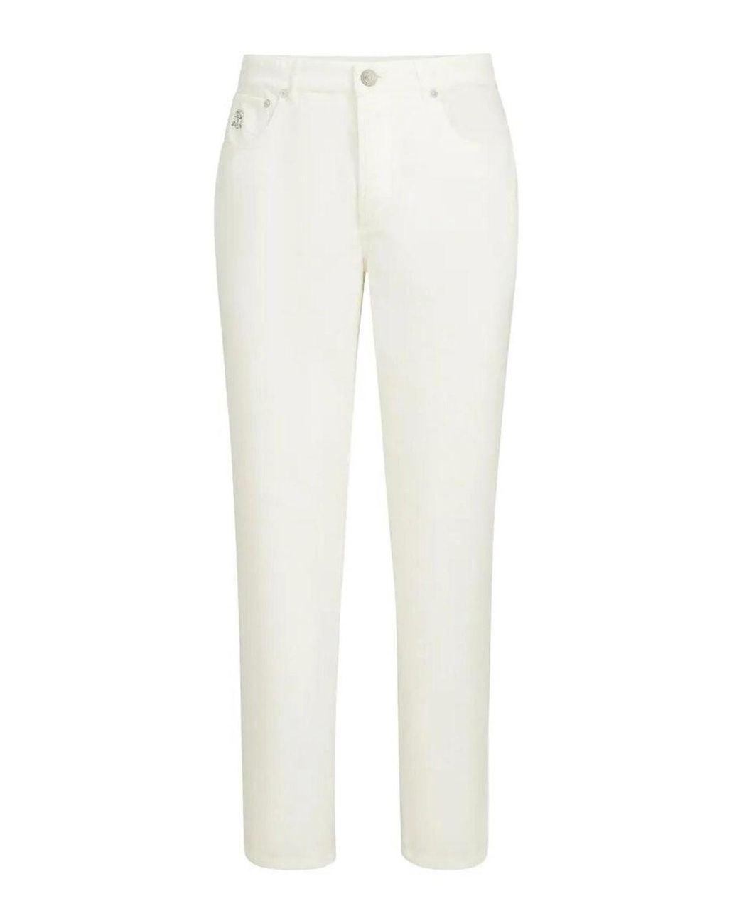Brunello Cucinelli White Corduroy Pants for men