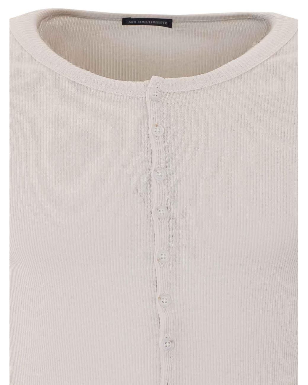Ann Demeulemeester White Hamar Wrinkled Long Sleeves Top for men