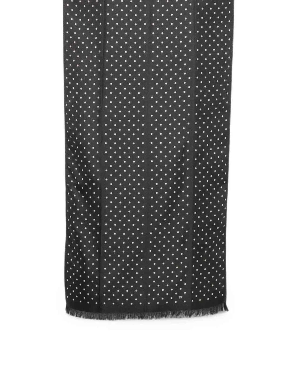 Tom Ford Gray Silk Large Polka Dot Scarf Cm 6X222 for men