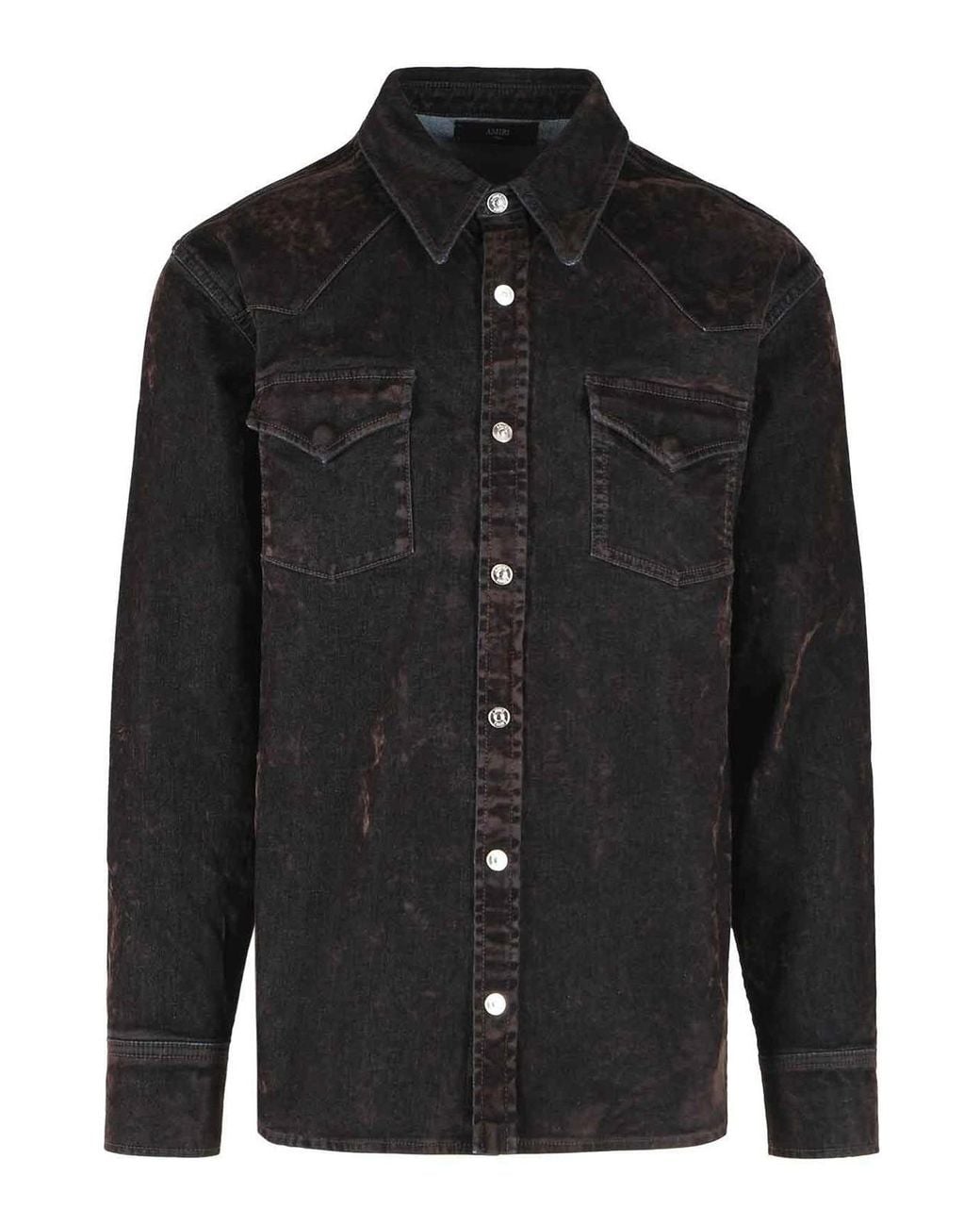 Amiri Black Flocked Inj Denim Shirt for men