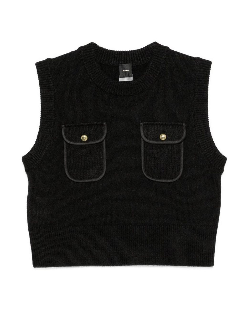 Pinko Black Belato Vest With Pockets