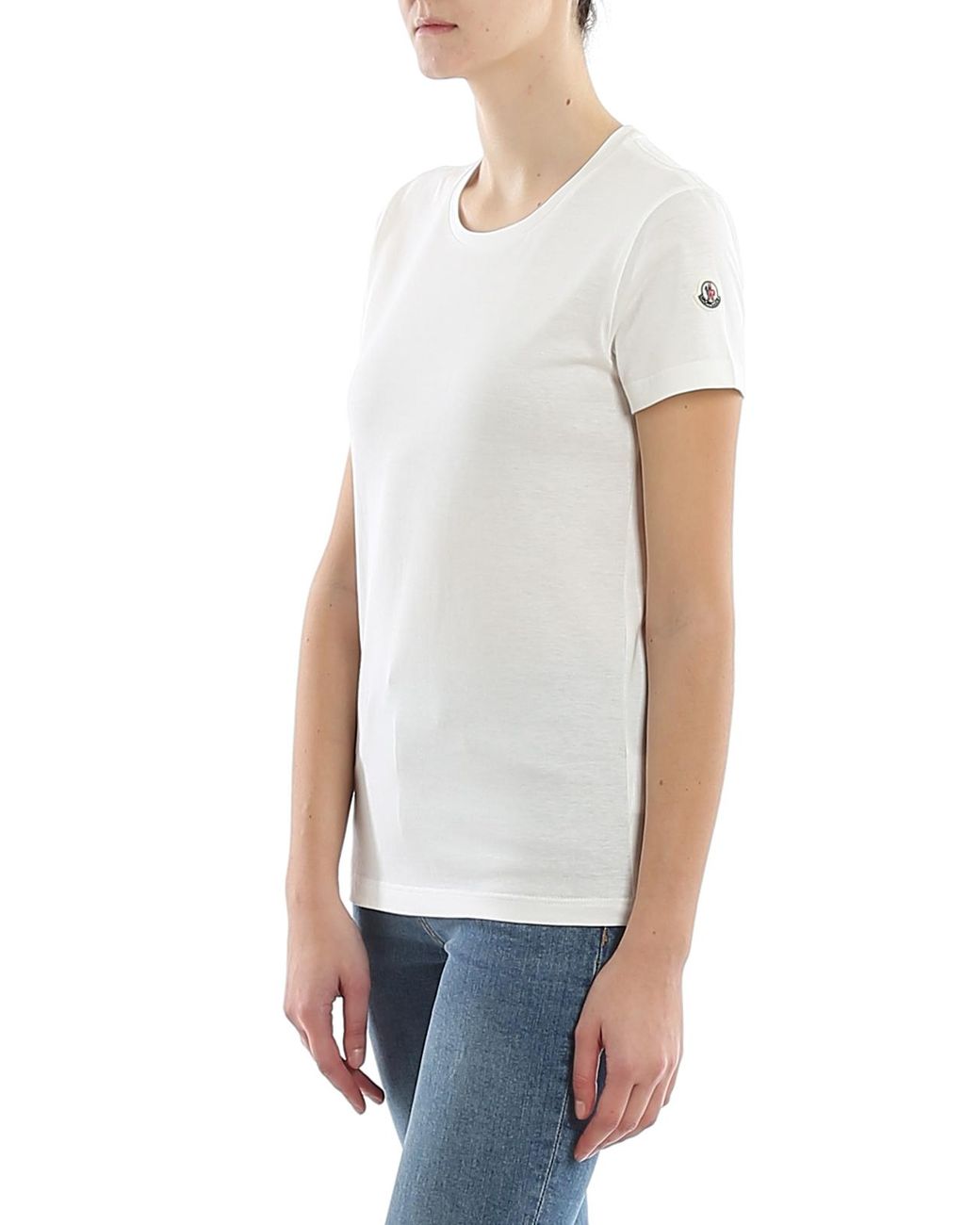 Moncler White Cotton T-Shirt With Logo Patch