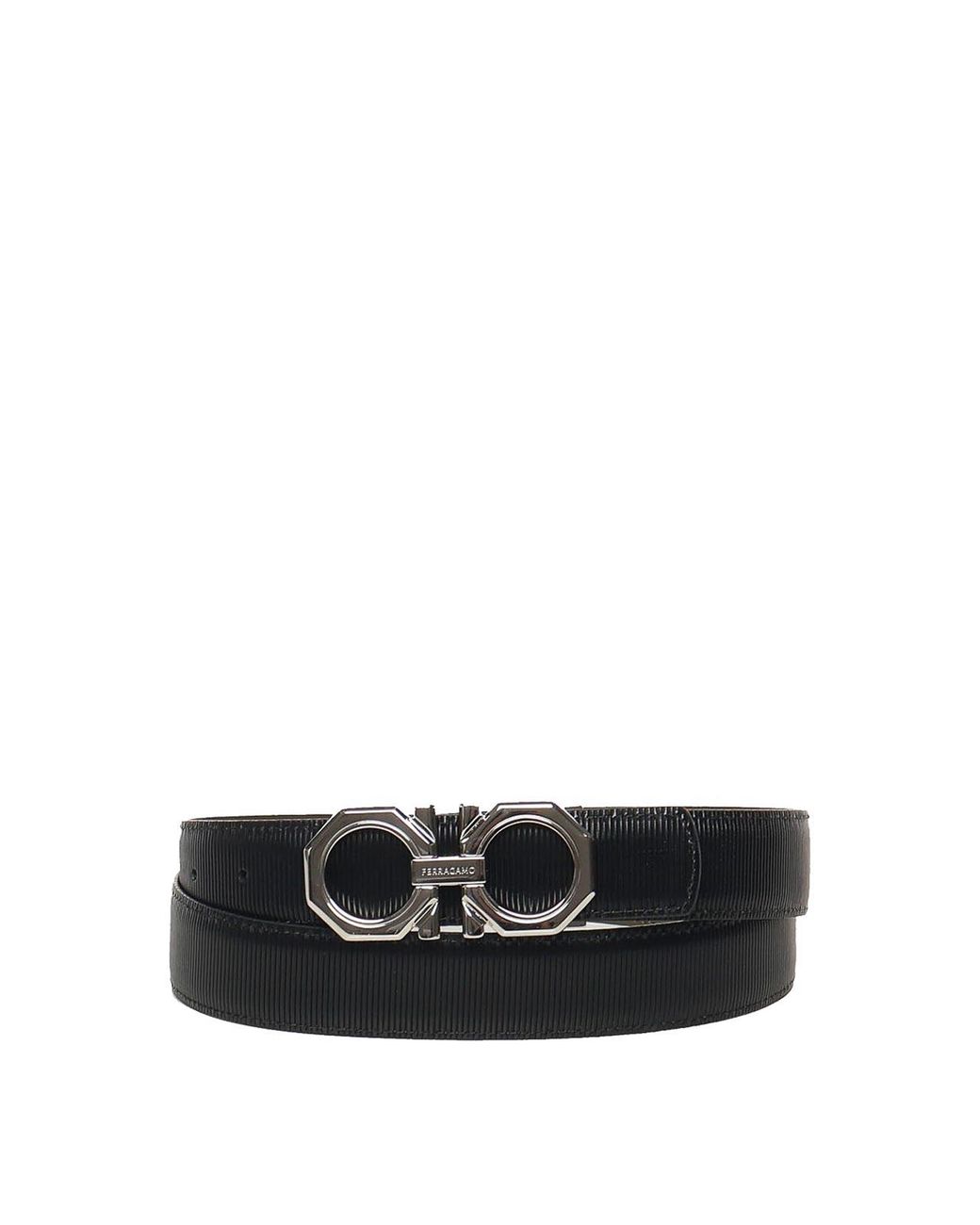 Ferragamo White Leather Gancini Belt for men