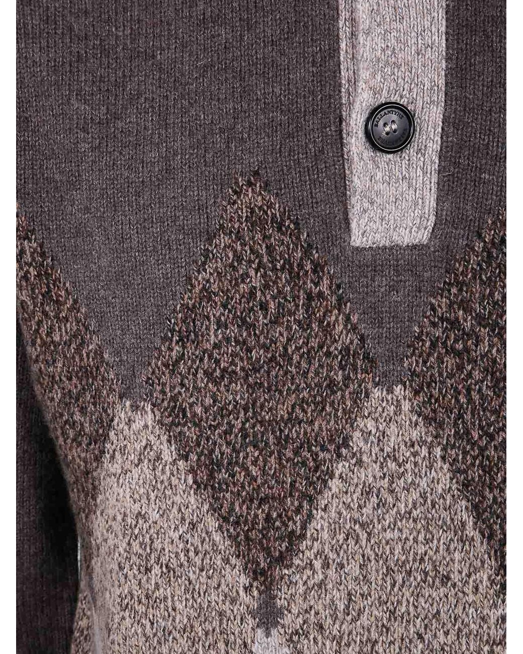 Ballantyne Brown T Neck Pullover Button for men