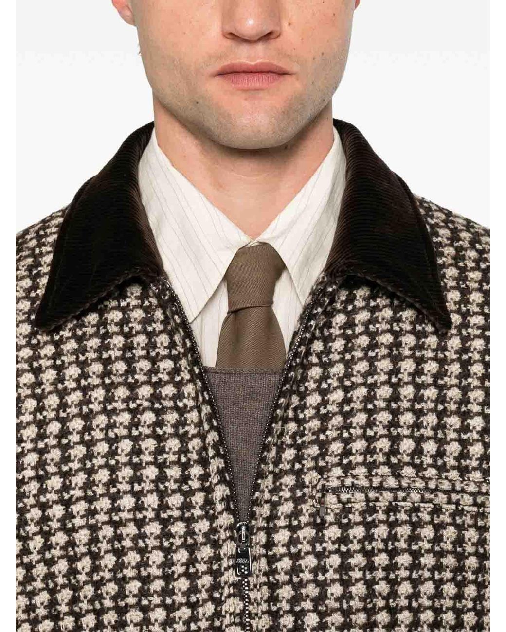 Dolce & Gabbana Brown Houndstooth Jacket for men