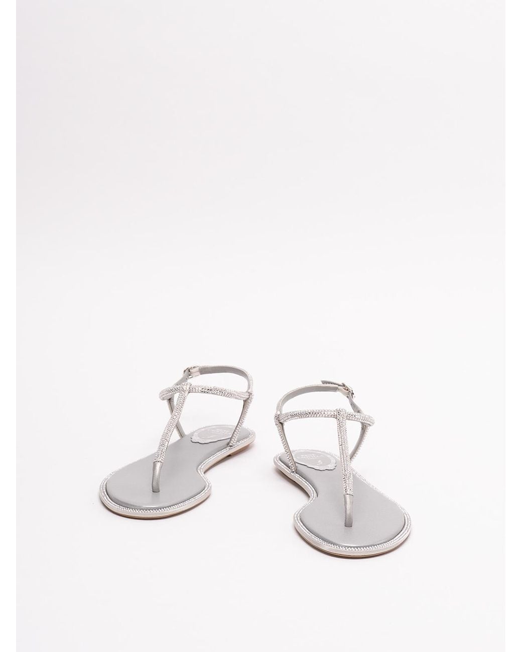 Rene Caovilla White Diana Flat Sandals