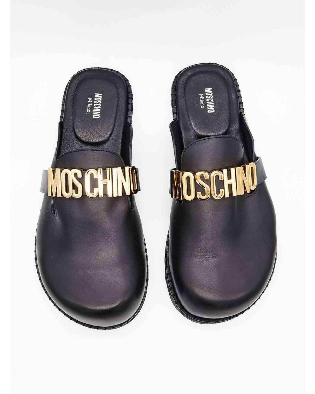 Moschino Gray Ciabatta Chiusa Lettering for men